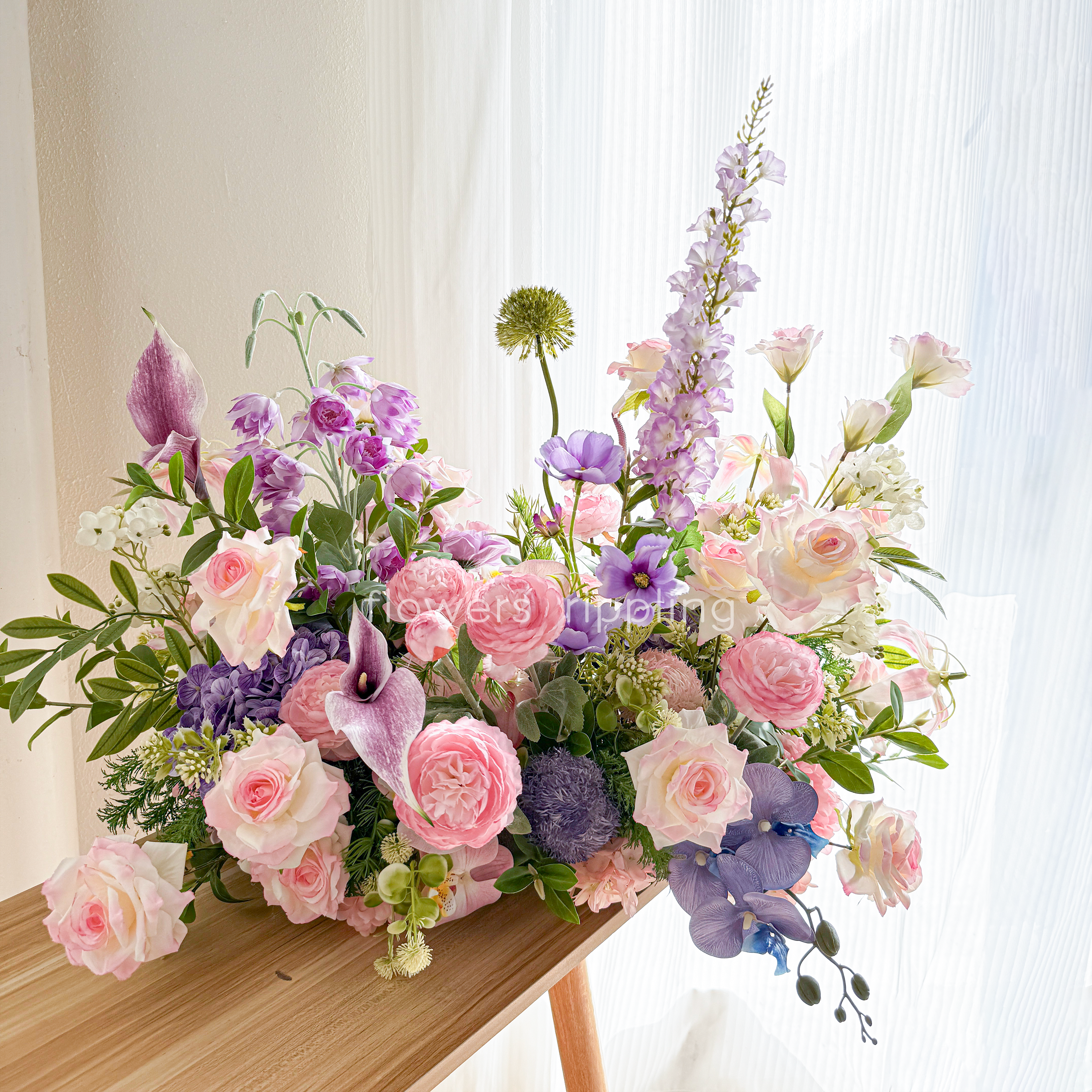 Luxury Pink & Purple Double-Sided Artificial Table Floral Arrangement