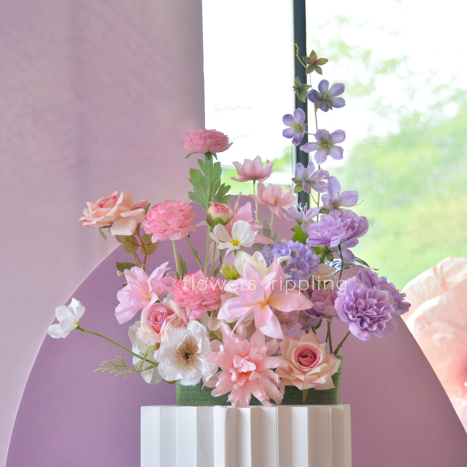 Dreamy and Elegant Pink-Purple Artificial Table Flowers
