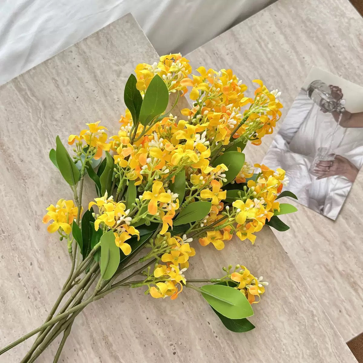 Hyper-Realistic Artificial Sweet Osmanthus (Thousand-Mile Fragrance) - 10 Stems per Set