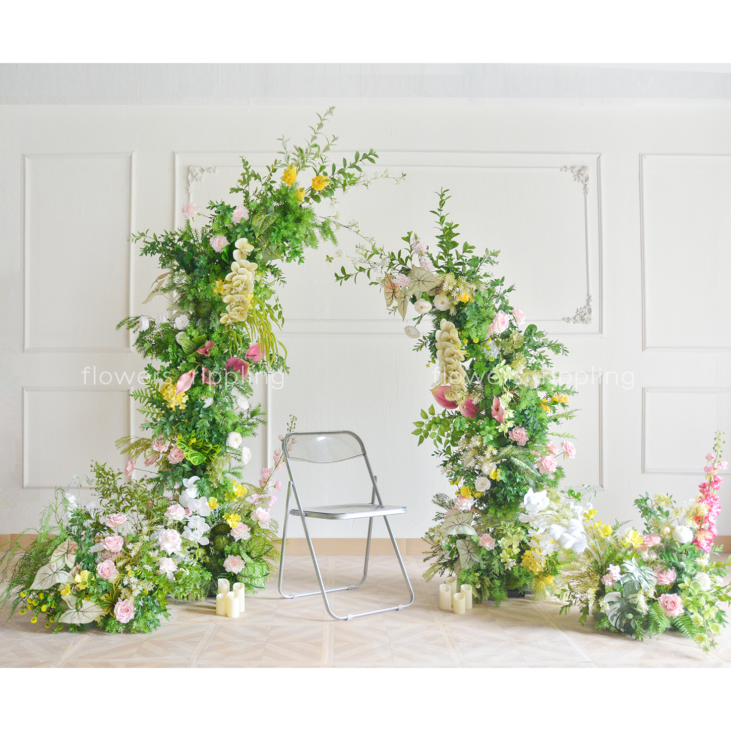 Original Design Forest-Style Greenery & Pastel Floral Artificial Arch