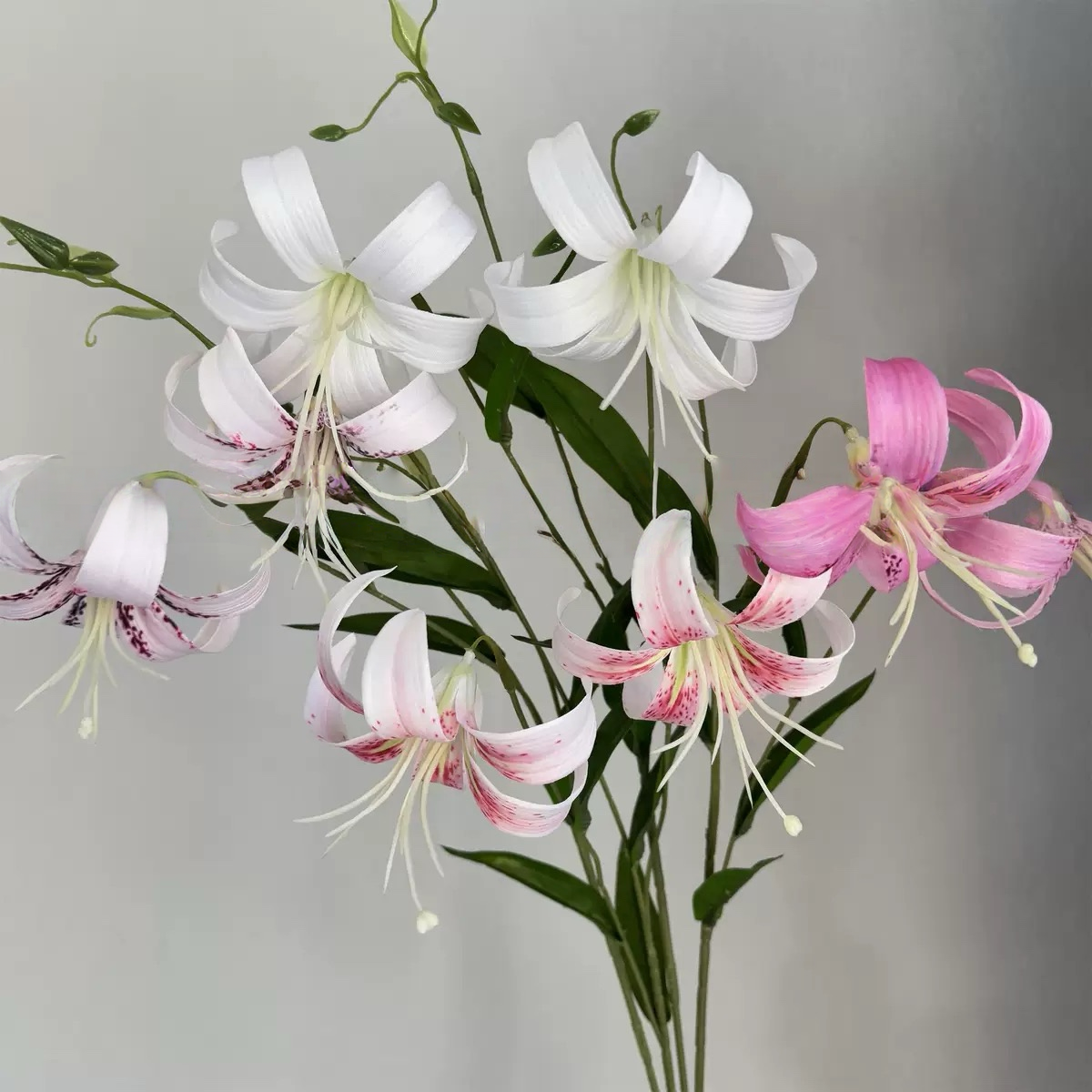 Artificial 2-Head Hanging Lilies (6 Stems per Set, Total 12 Heads)
