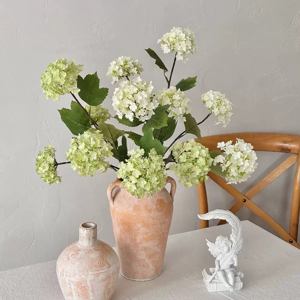Hyper-Realistic 3-Head Artificial Hydrangea - 5 Stems per Set (15 Heads Total)