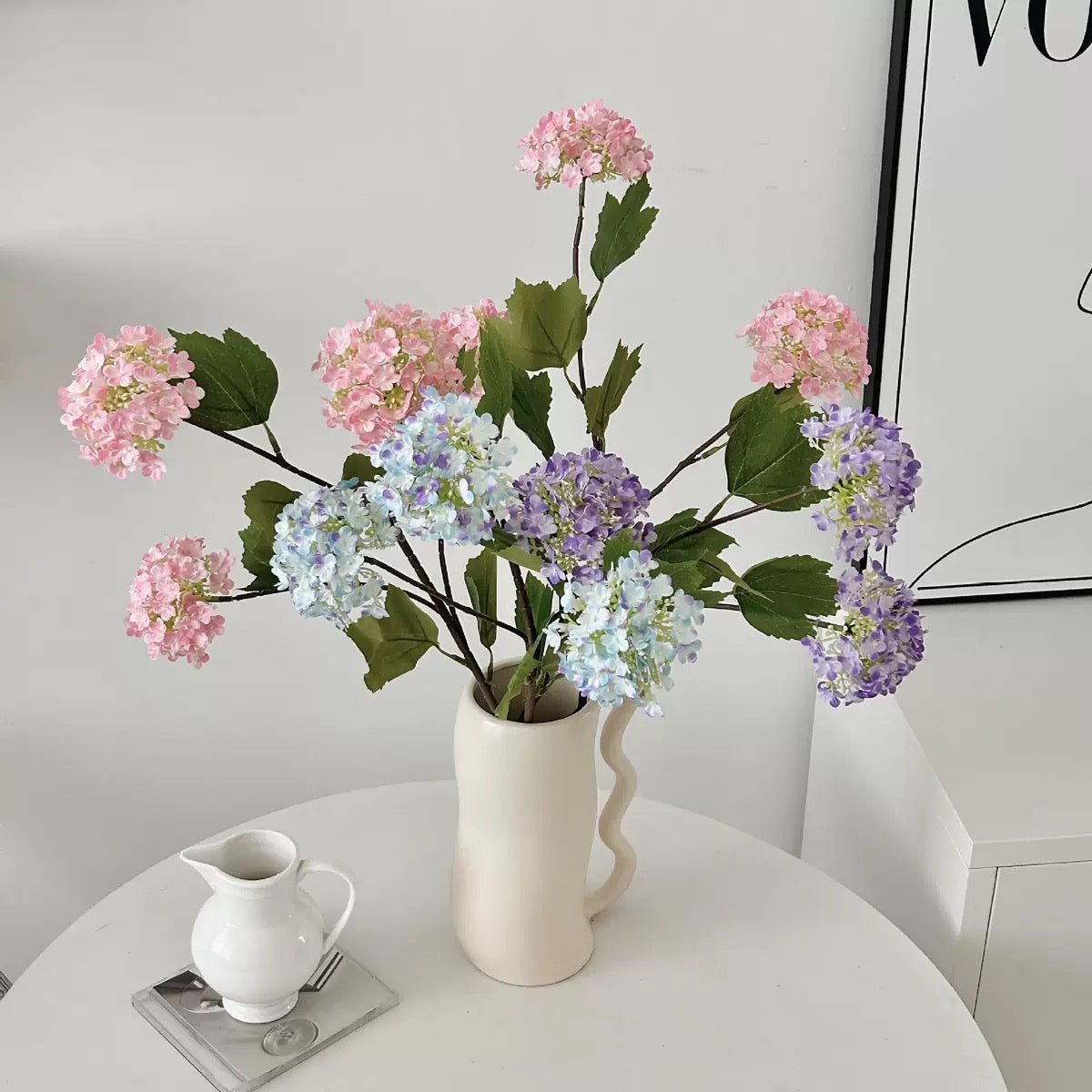 Hyper-Realistic 3-Head Artificial Hydrangea - 5 Stems per Set (15 Heads Total)