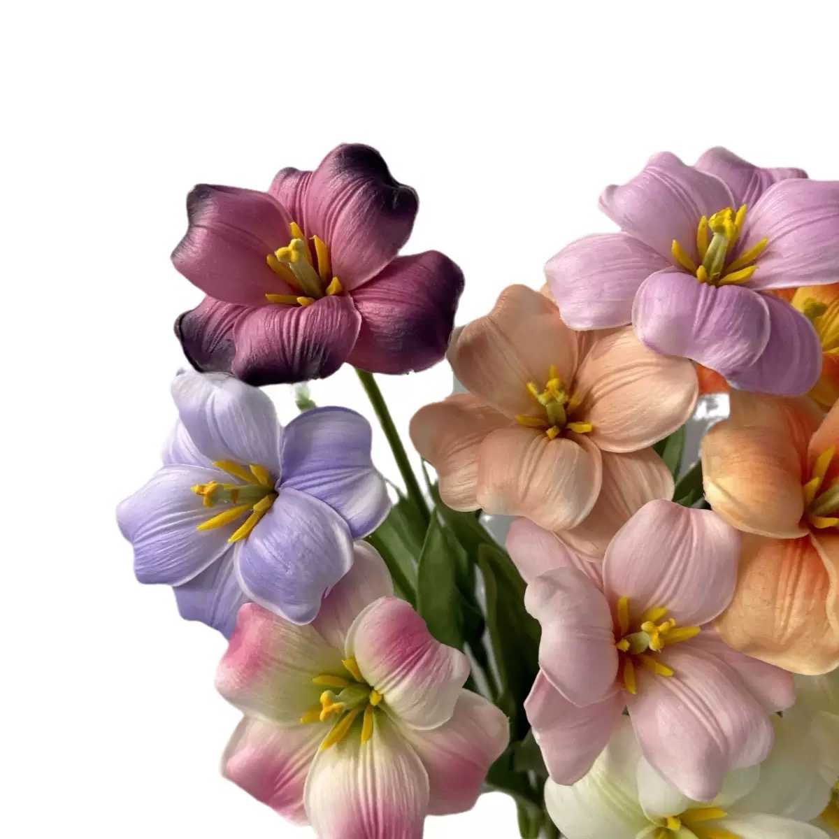 Hyper-Realistic PU Touch Brownie Tulips - 8 Stems per Set