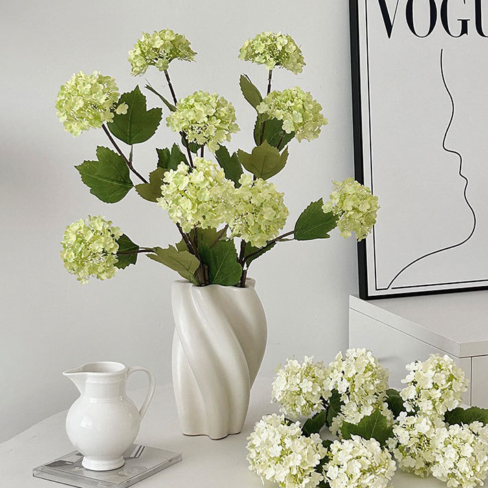 Hyper-Realistic 3-Head Artificial Hydrangea - 5 Stems per Set (15 Heads Total)