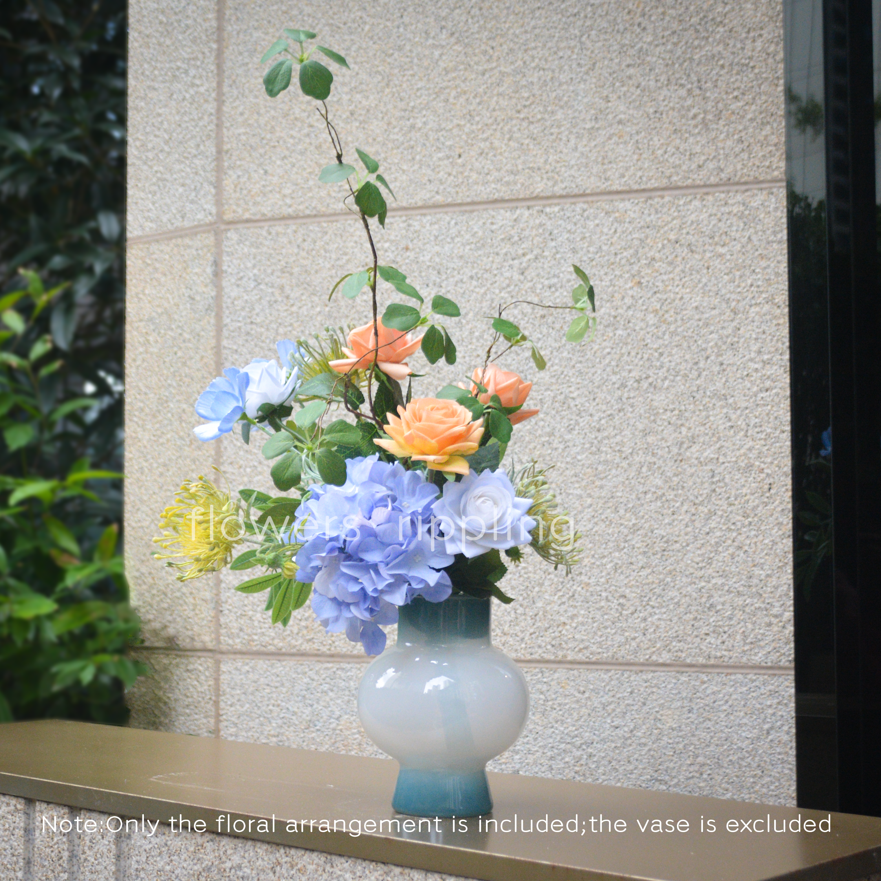 Original Design Blue & Peach Artificial Floral Arrangement (Vase Excluded)