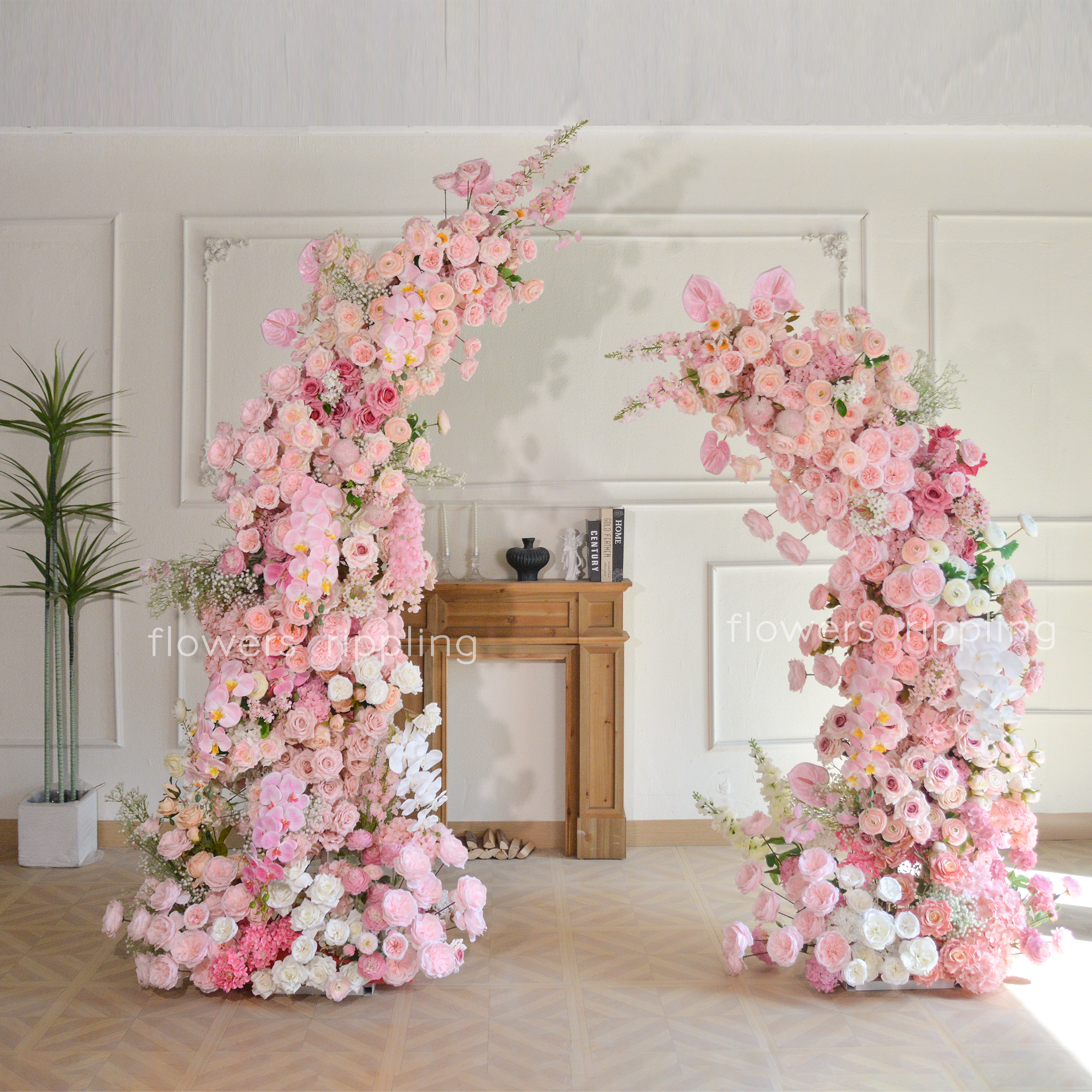 Handcrafted Blush Pink Artificial Flower Arch Arrangement