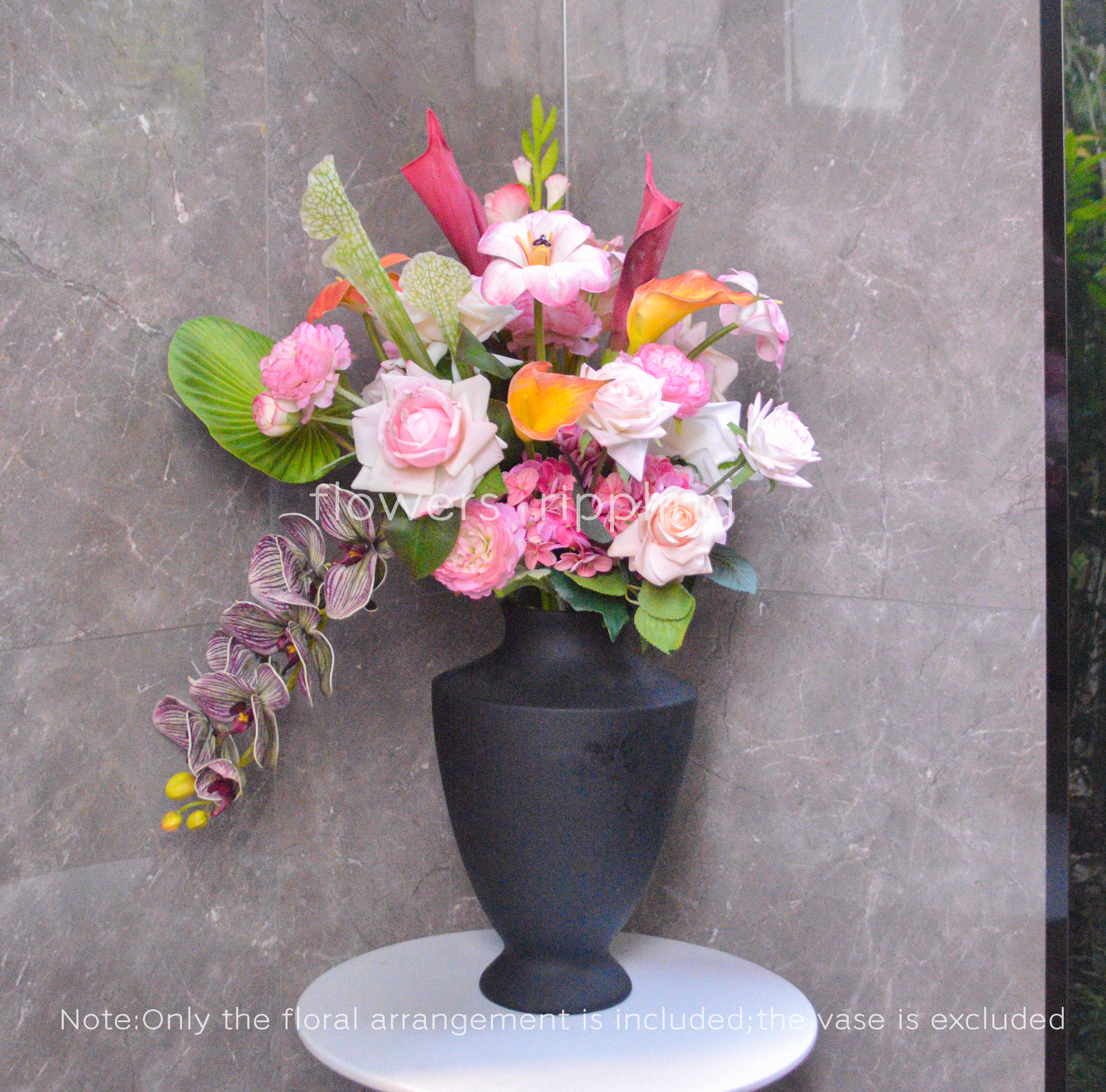 Premium Artificial Vibrant Pink & Orange Flower Bouquet(Vase Excluded)