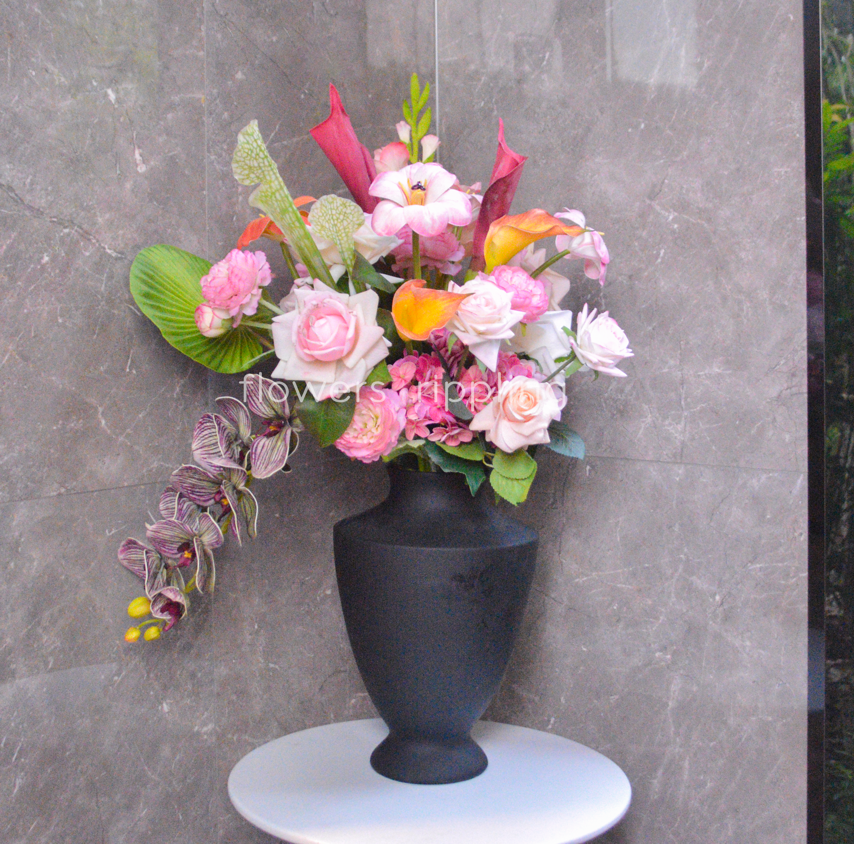 Premium Artificial Vibrant Pink & Orange Flower Bouquet(Vase Excluded)