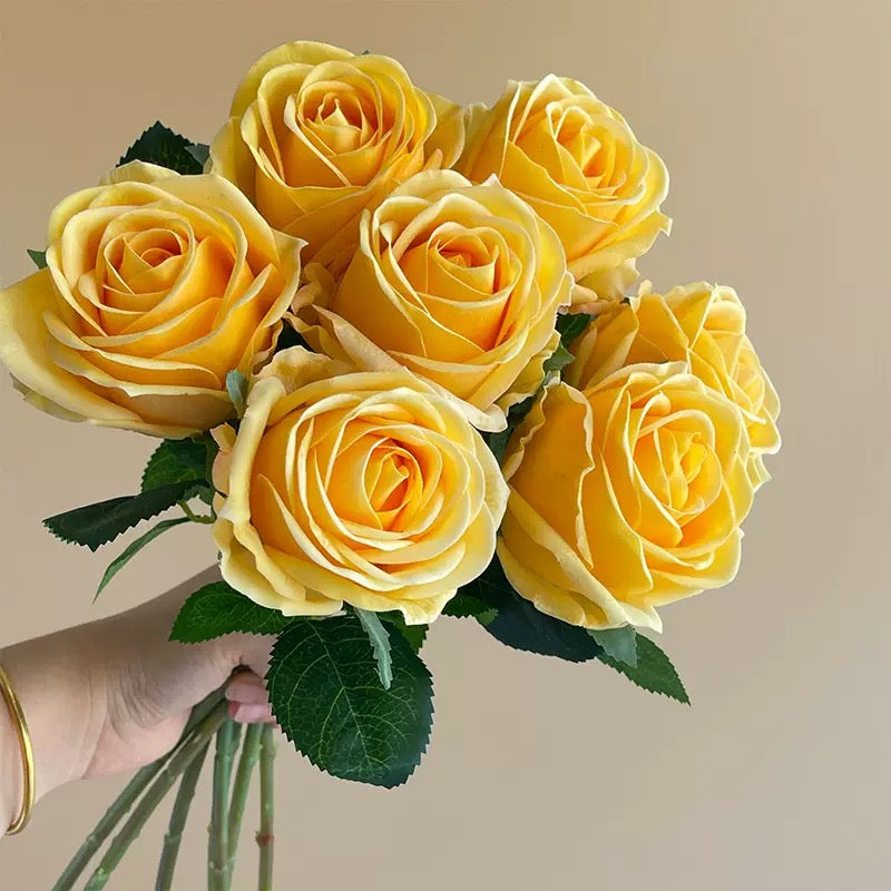 Hyper-Realistic Real-Touch Moisturizing Single-Stem Large-Bud Rose - 8 Stems per Set