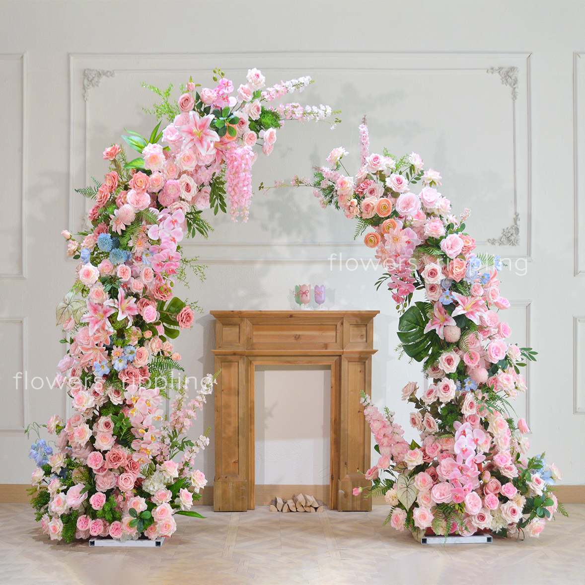 Original Design Pastel Pink & Blue Artificial Flower Arch