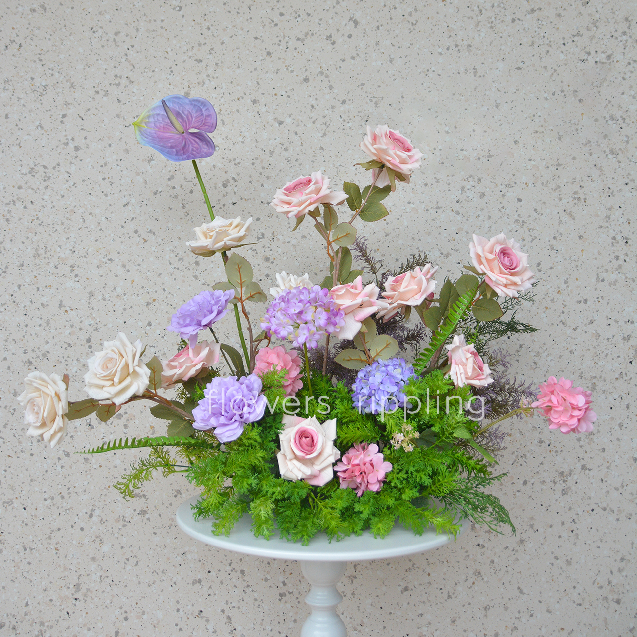 Dreamy Pink, Purple & Green Artificial Table Arrangement (Table Not Included)