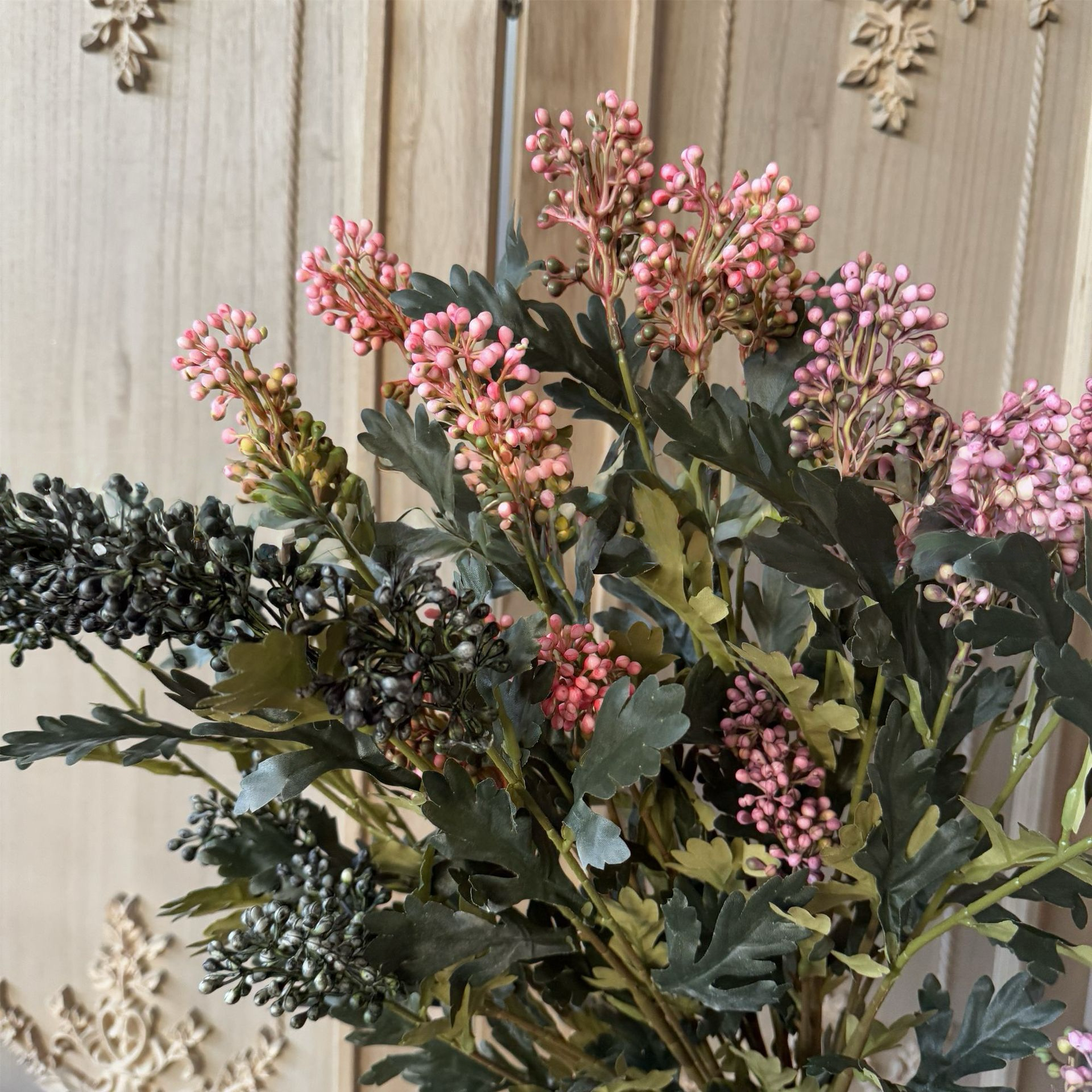 3-Head Common Nandina Fruit Artificial Berries | Wild Fruit Decor  (Set of 6)