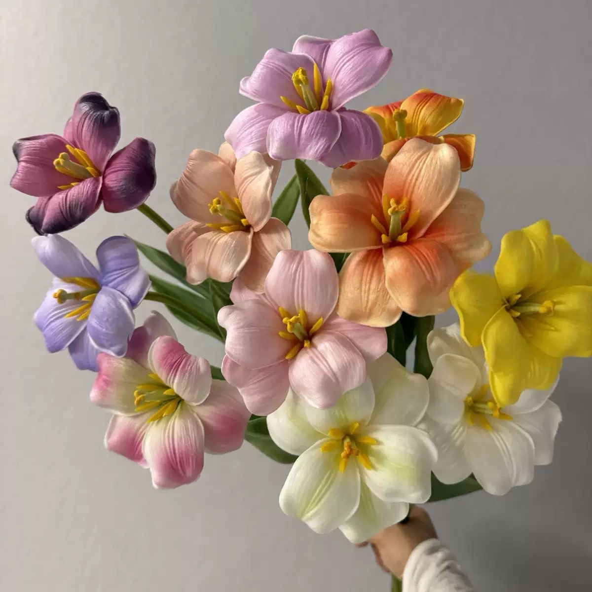 Hyper-Realistic PU Touch Brownie Tulips - 8 Stems per Set