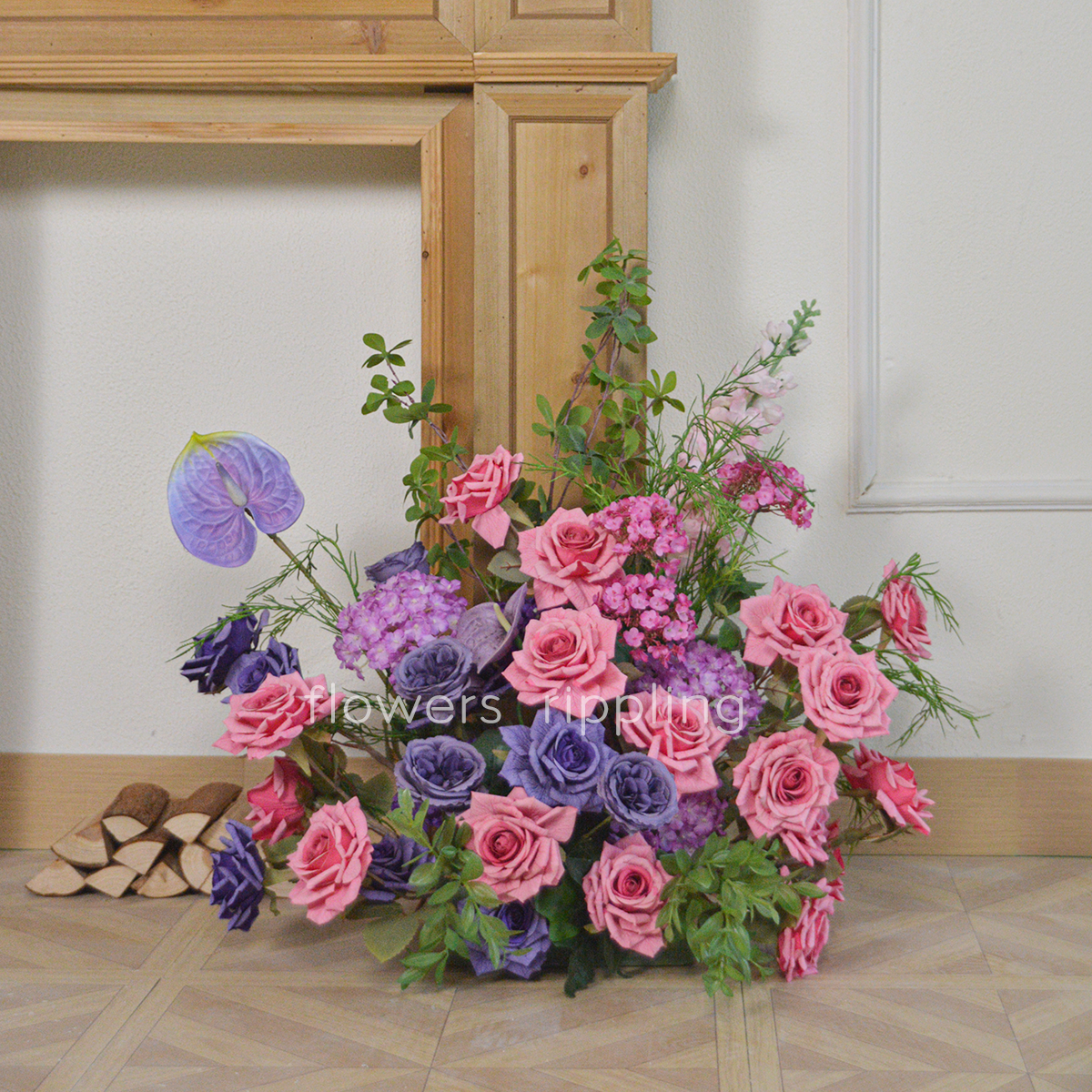 Original Artificial Romantic Pink & Purple Floor Flower Arrangement