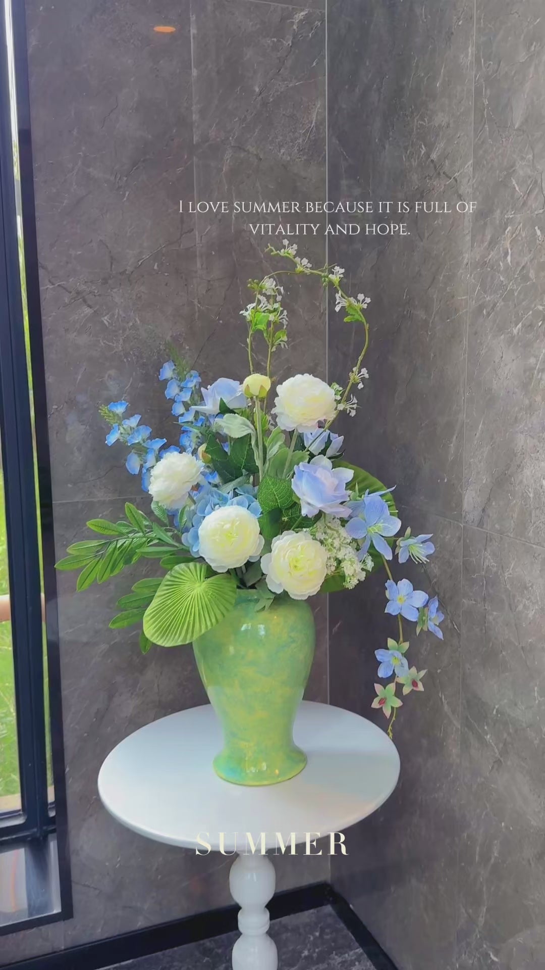 Fresh Blue & White Artificial Vase Flowers (Vase Not Included)