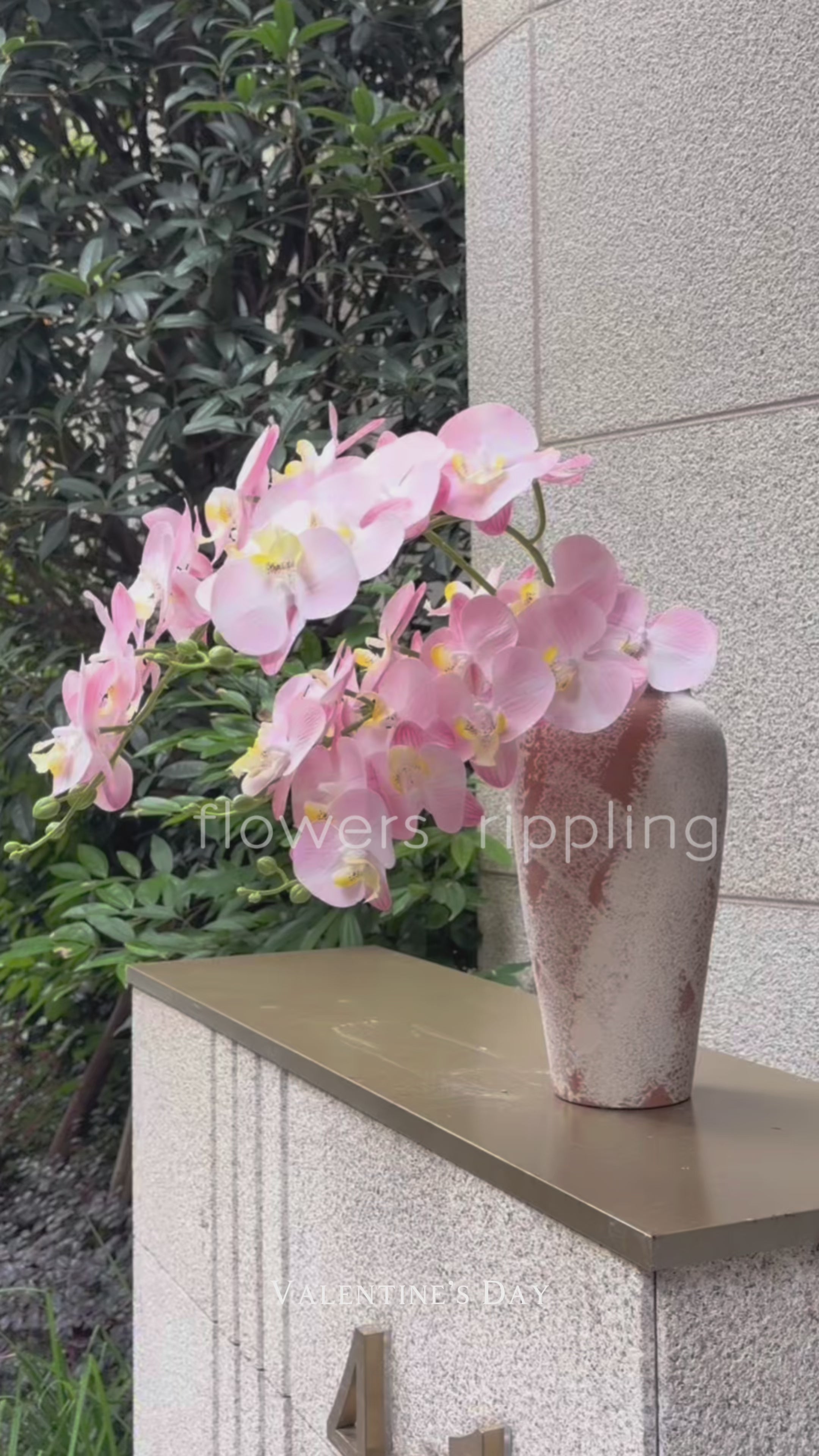 Simulate 9 pink Phalaenopsis stems (Set of 4, Vase Excluded)